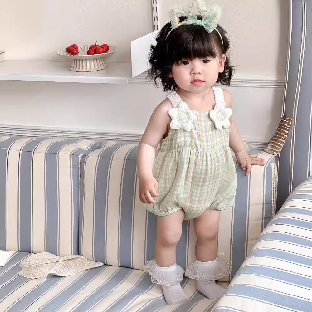 Baby Girls Checked Rompers Wholesale 240522375
